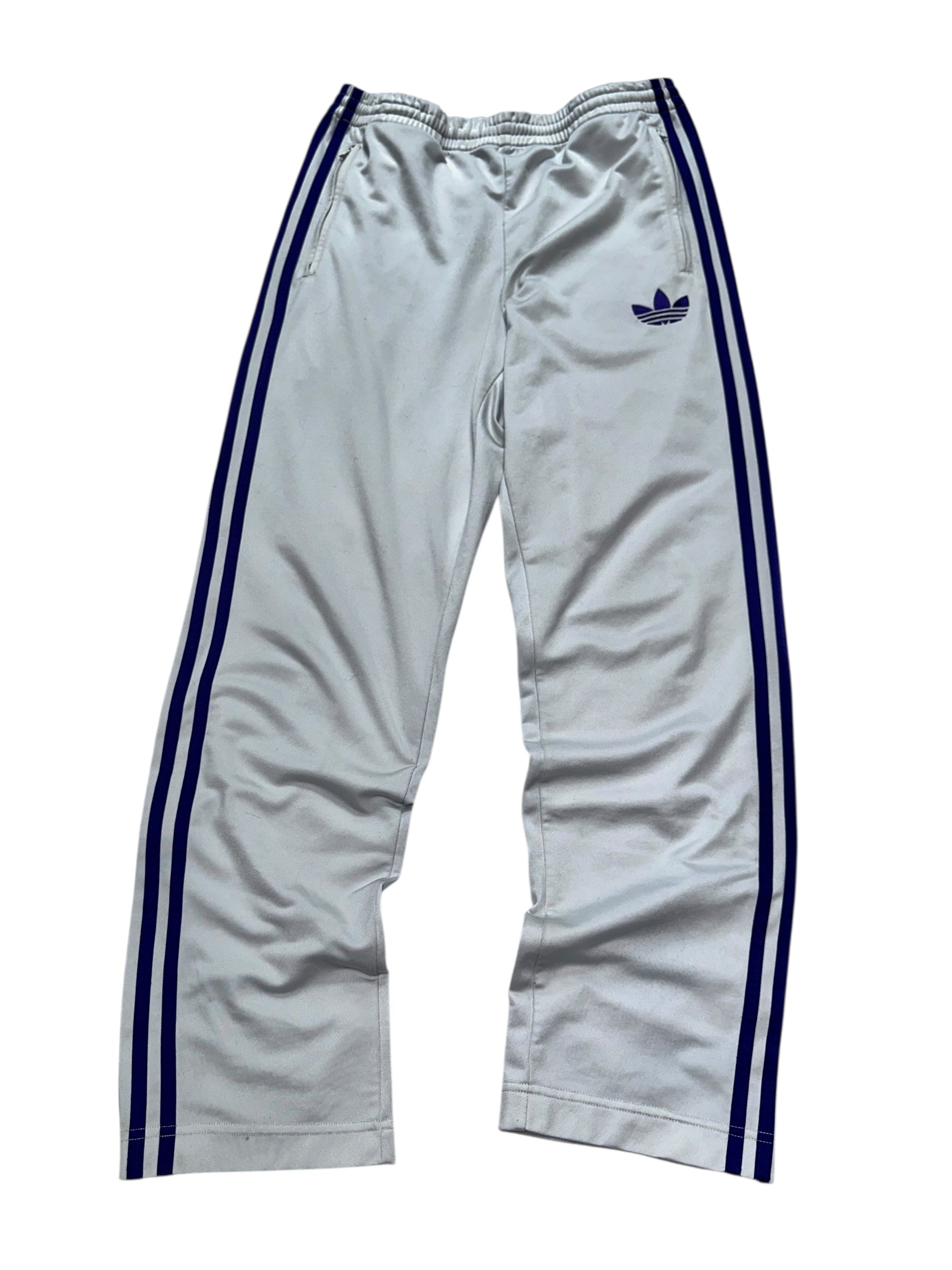 2000s Adidas Firebird Trackpants | Weiß Lila Y2K Hose S Vintage