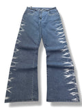 Y2K Laura Kent Flared Jeans Blau mit weißen Streifen | 38 Women’s W29
