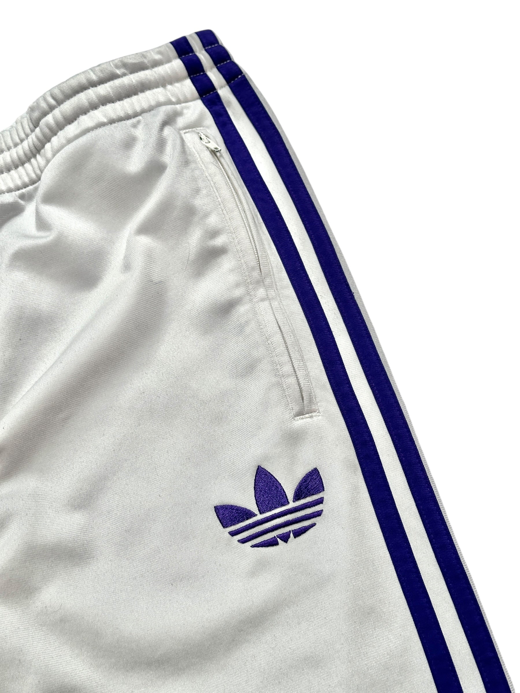 2000s Adidas Firebird Trackpants | Weiß Lila Y2K Hose S Vintage