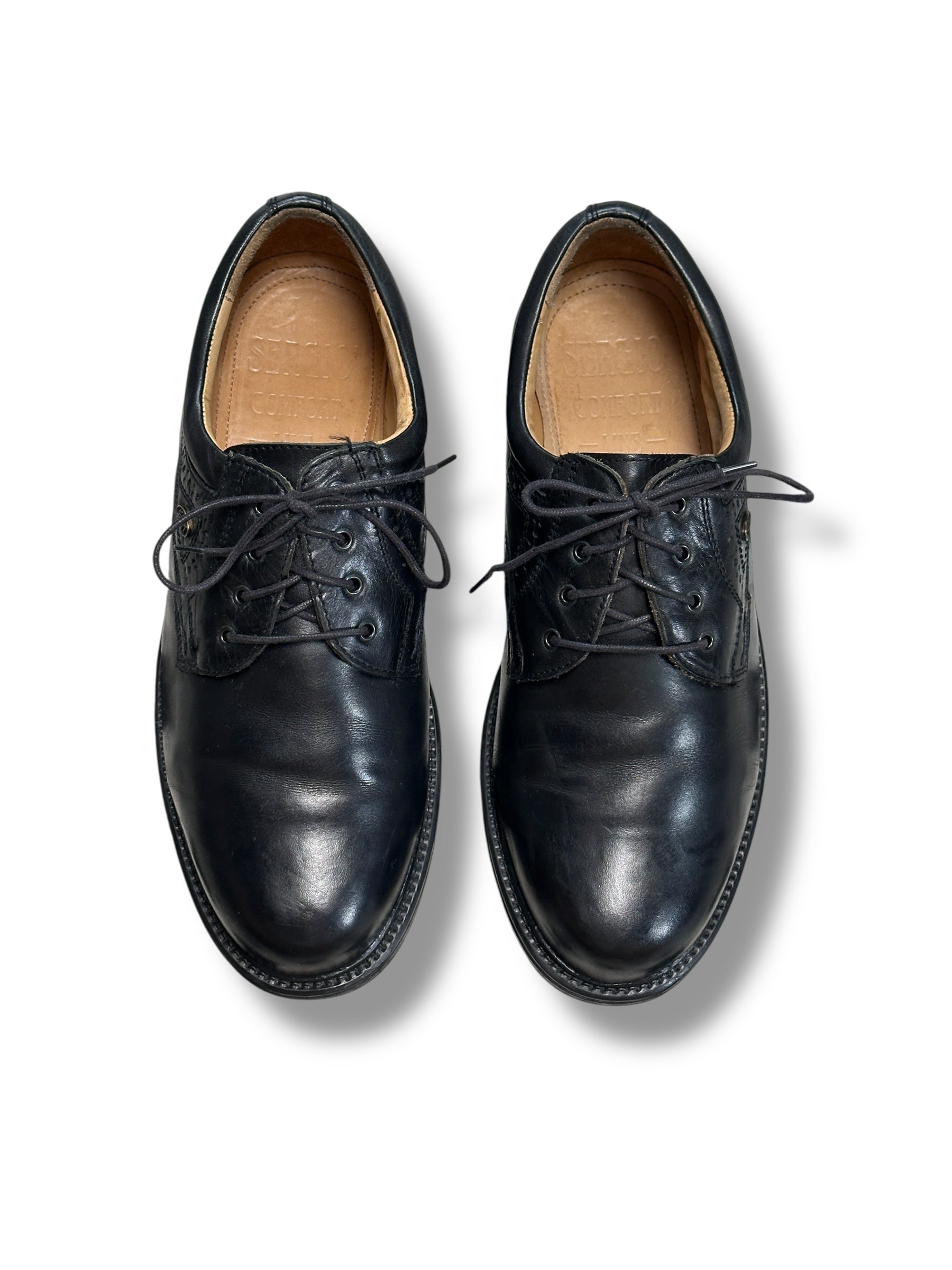 Sergio Comfort Derbyschuh Herren Leder Schwarz | EU 42 | Made in Italy Vintage