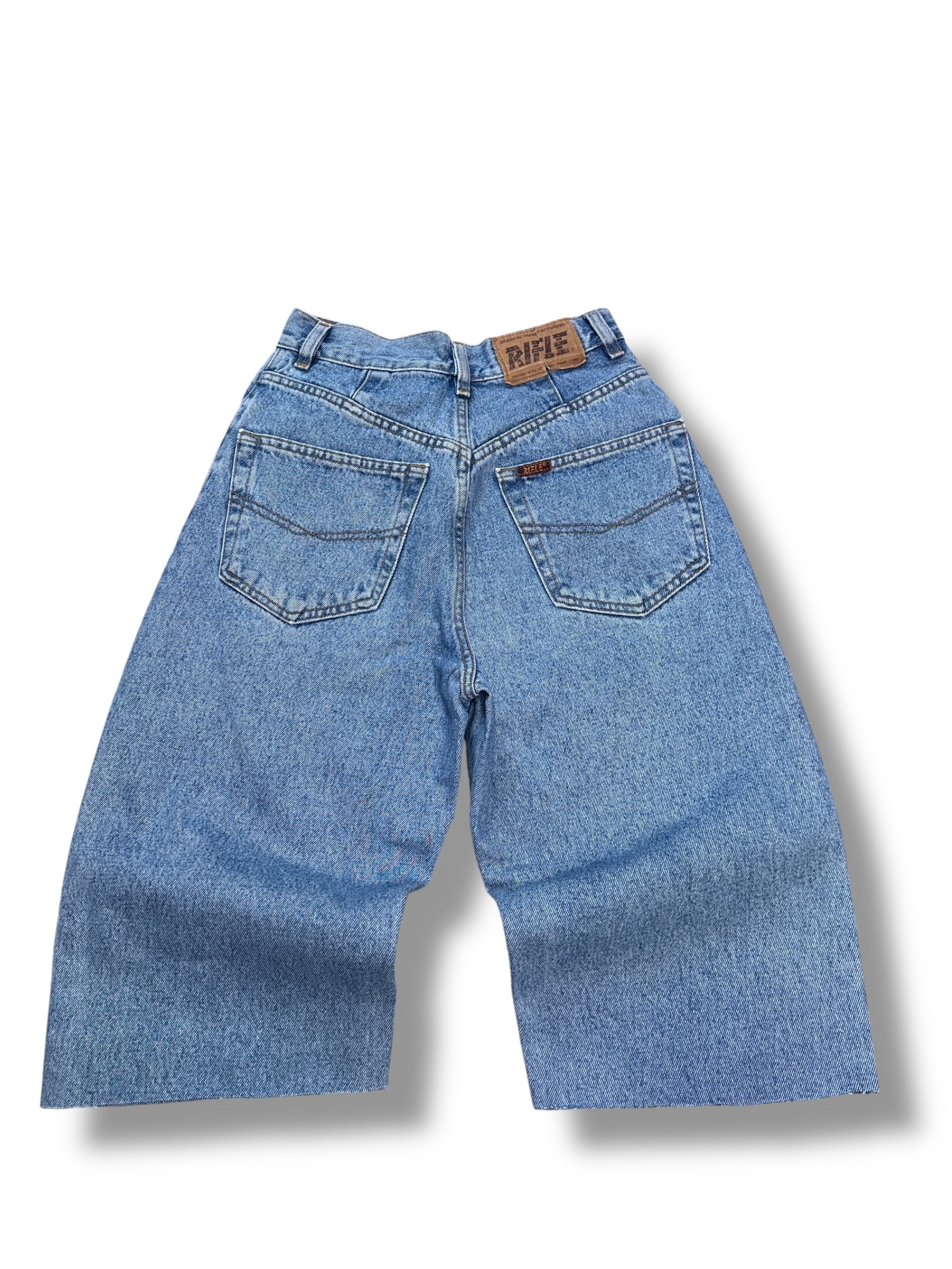 1990s Rifle Jeans Shorts Blau mit Waschung | Women’s Size 36 | Vintage
