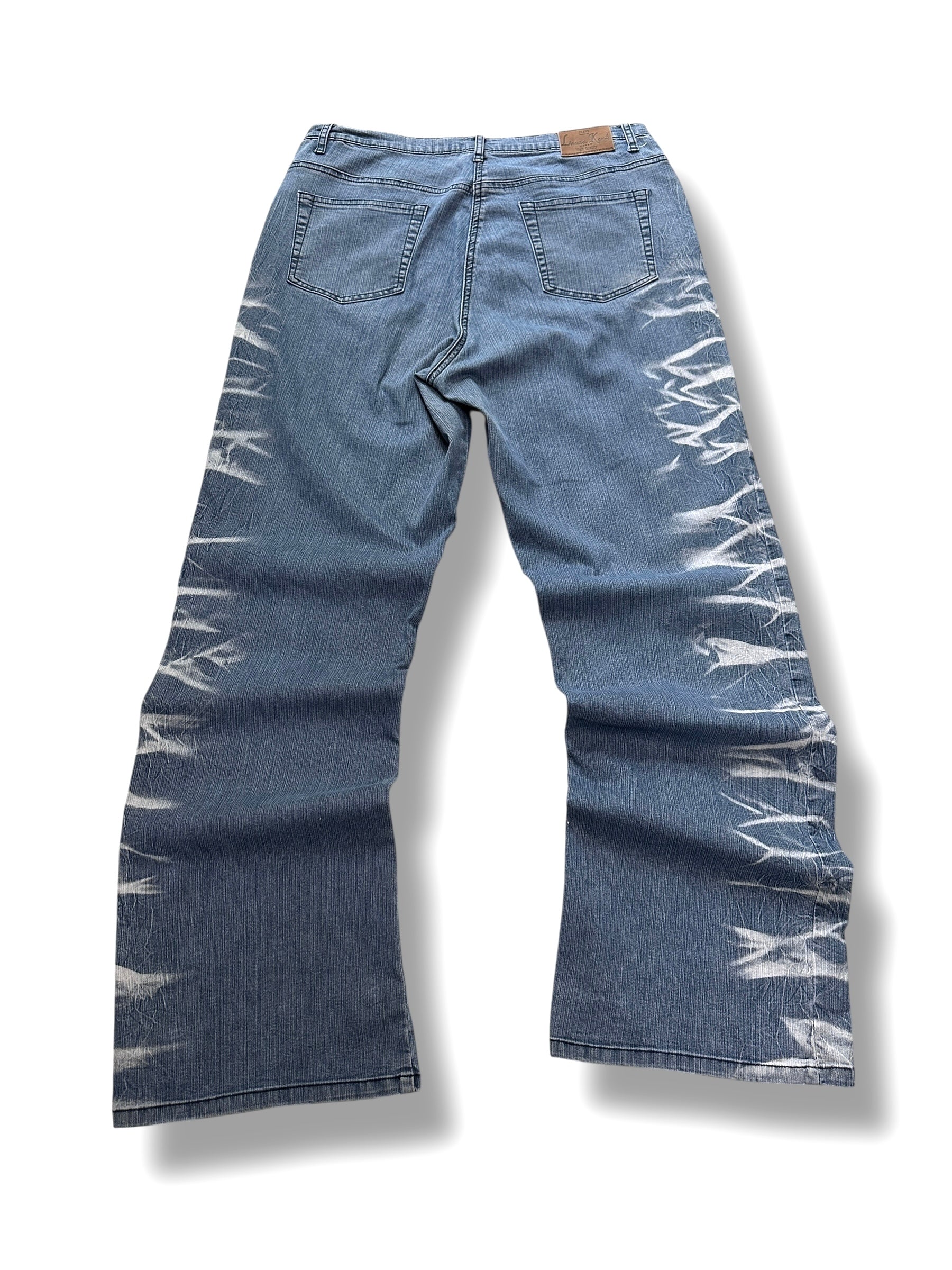 Y2K Laura Kent Flared Jeans Blau mit weißen Streifen | 38 Women’s W29