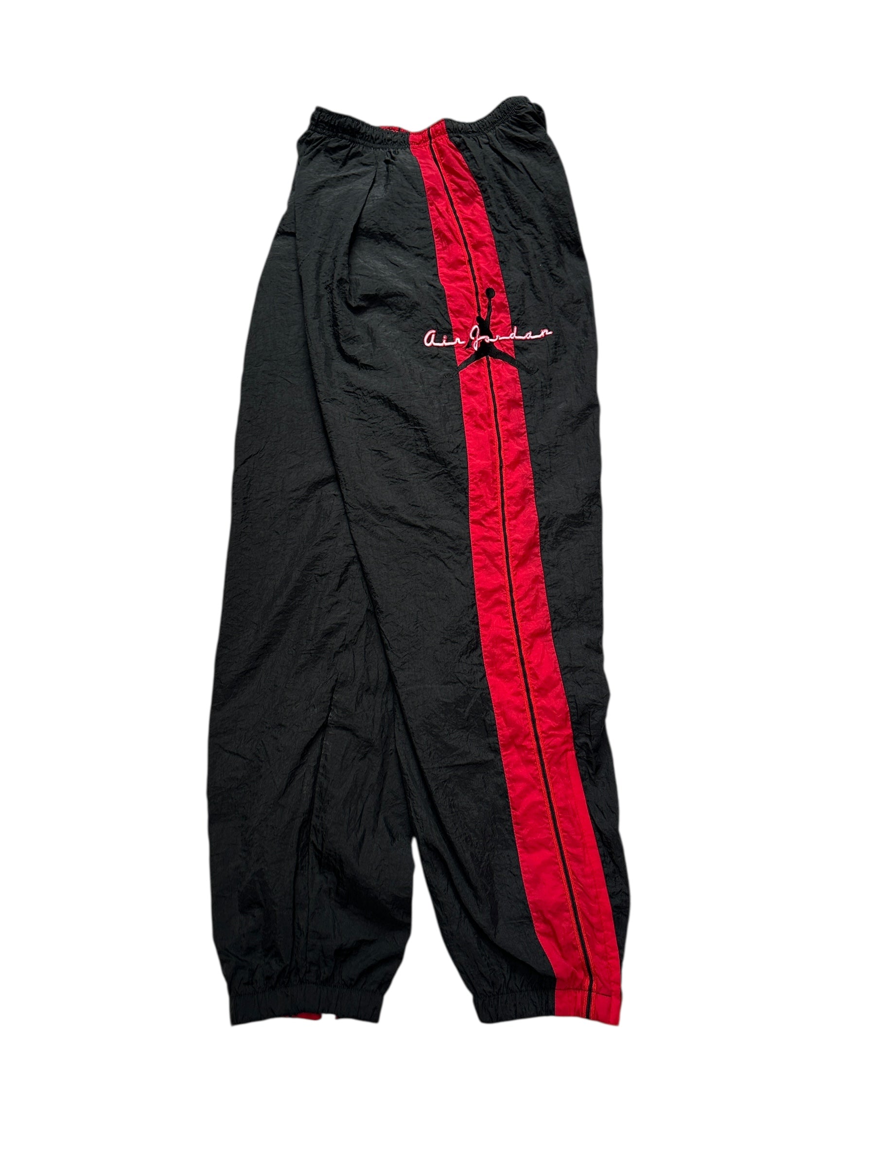 1980s Air Jordan Trackpants Schwarz Rot | Vintage Basketball Hose S