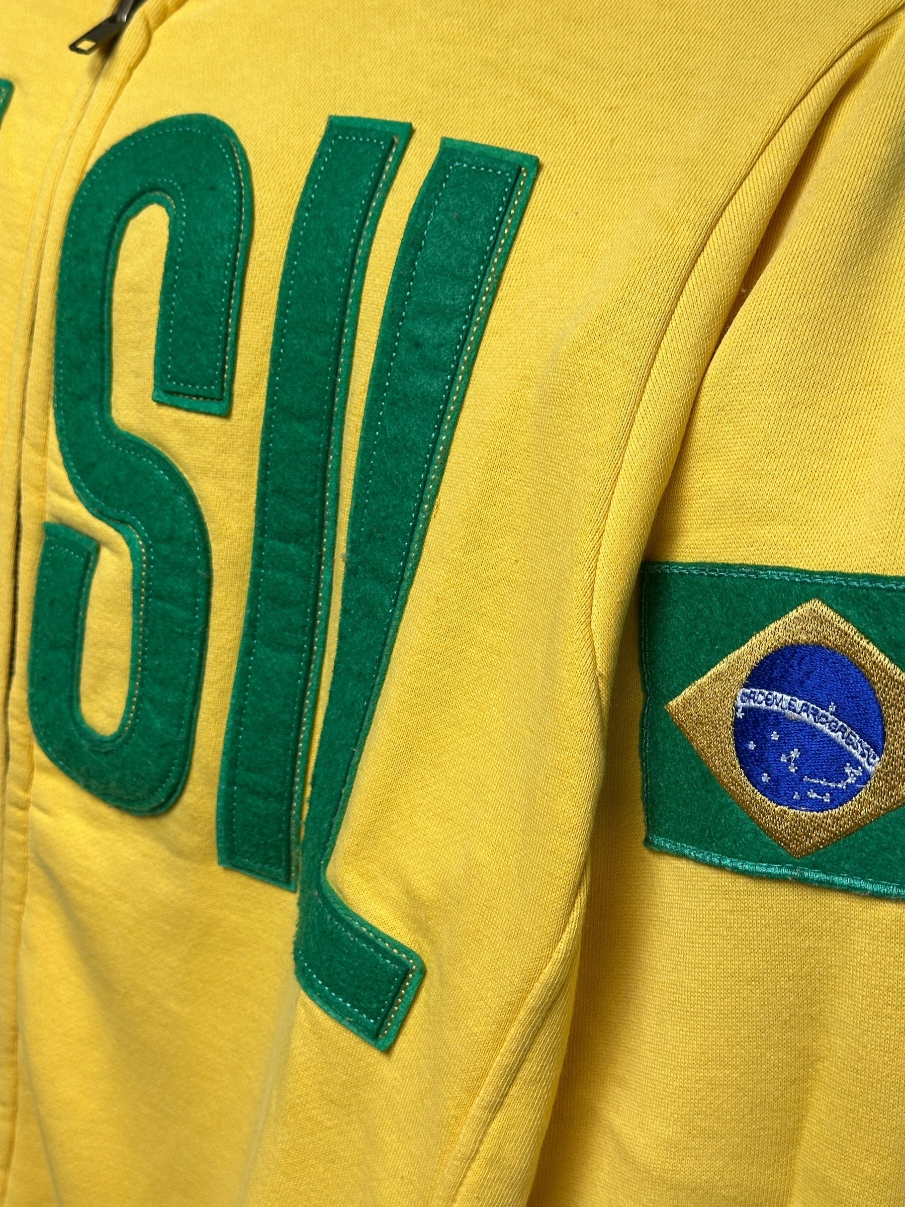 2000s BRASIL ZIP JACKET GELB GRÜN | VINTAGE SWEATJACKE S