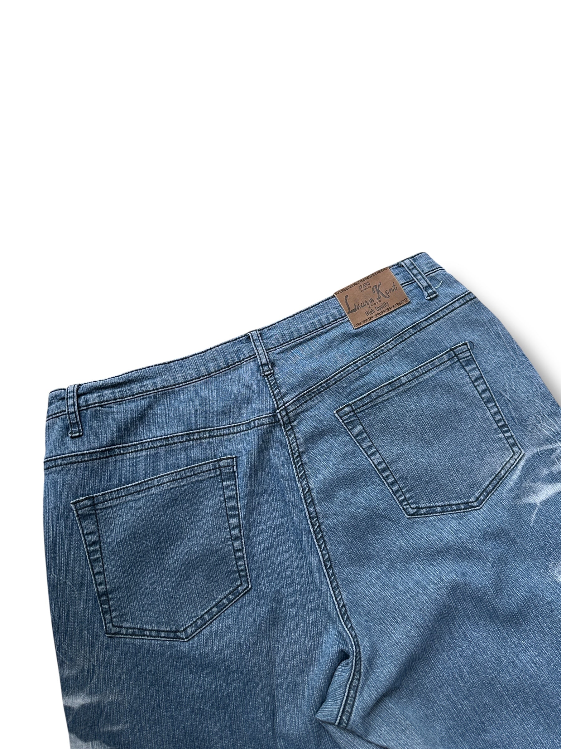 Y2K Laura Kent Flared Jeans Blau mit weißen Streifen | 38 Women’s W29