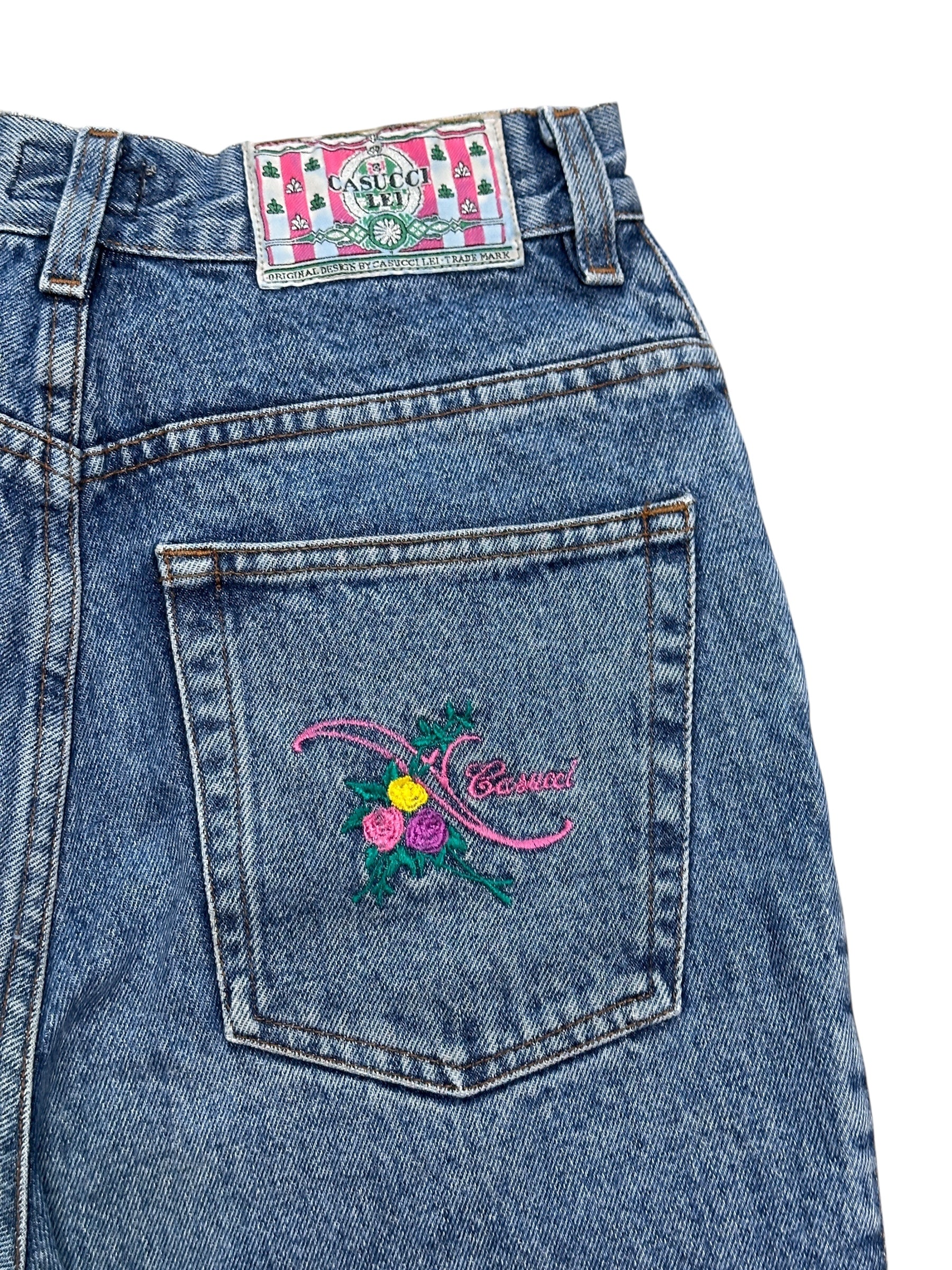 Y2K Casucci Lei Jeans Shorts mit Blumenstickerei | Women’s Size XS | Vintage