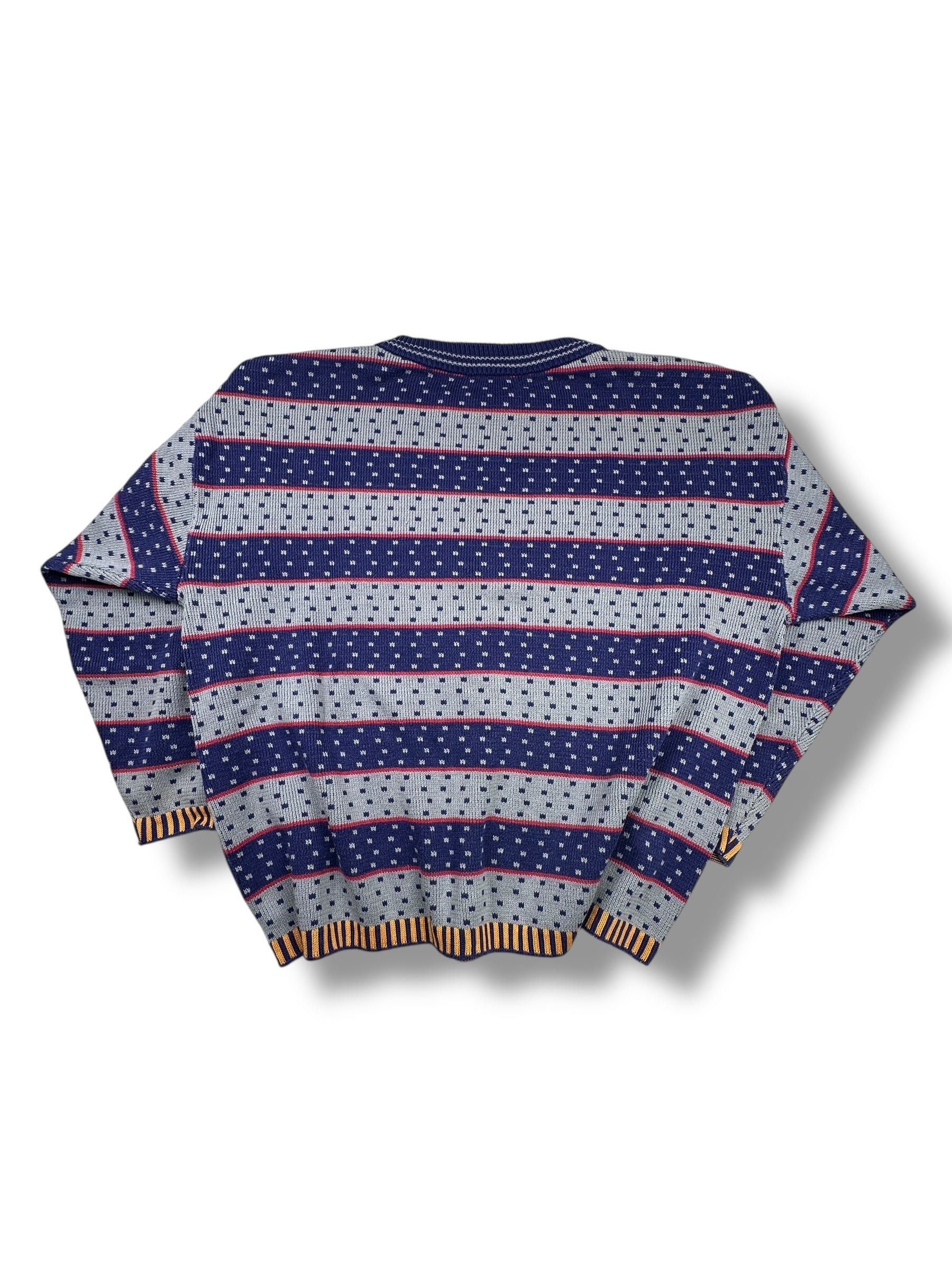 2010s Gudrun Sjödén Baumwolle Stricksweater Blau Grau Punkte | M