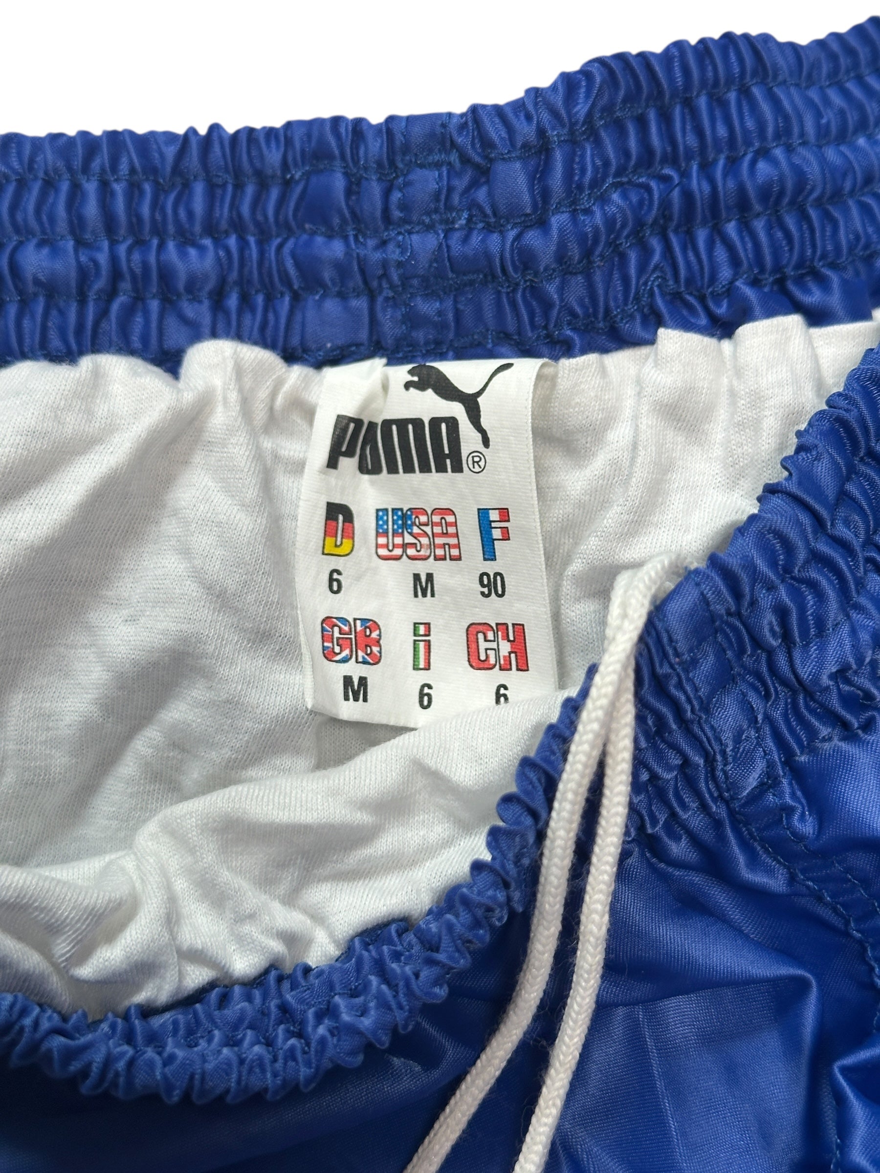 1990s Puma Shorts | Vintage Sporthose Blau Weiß | M