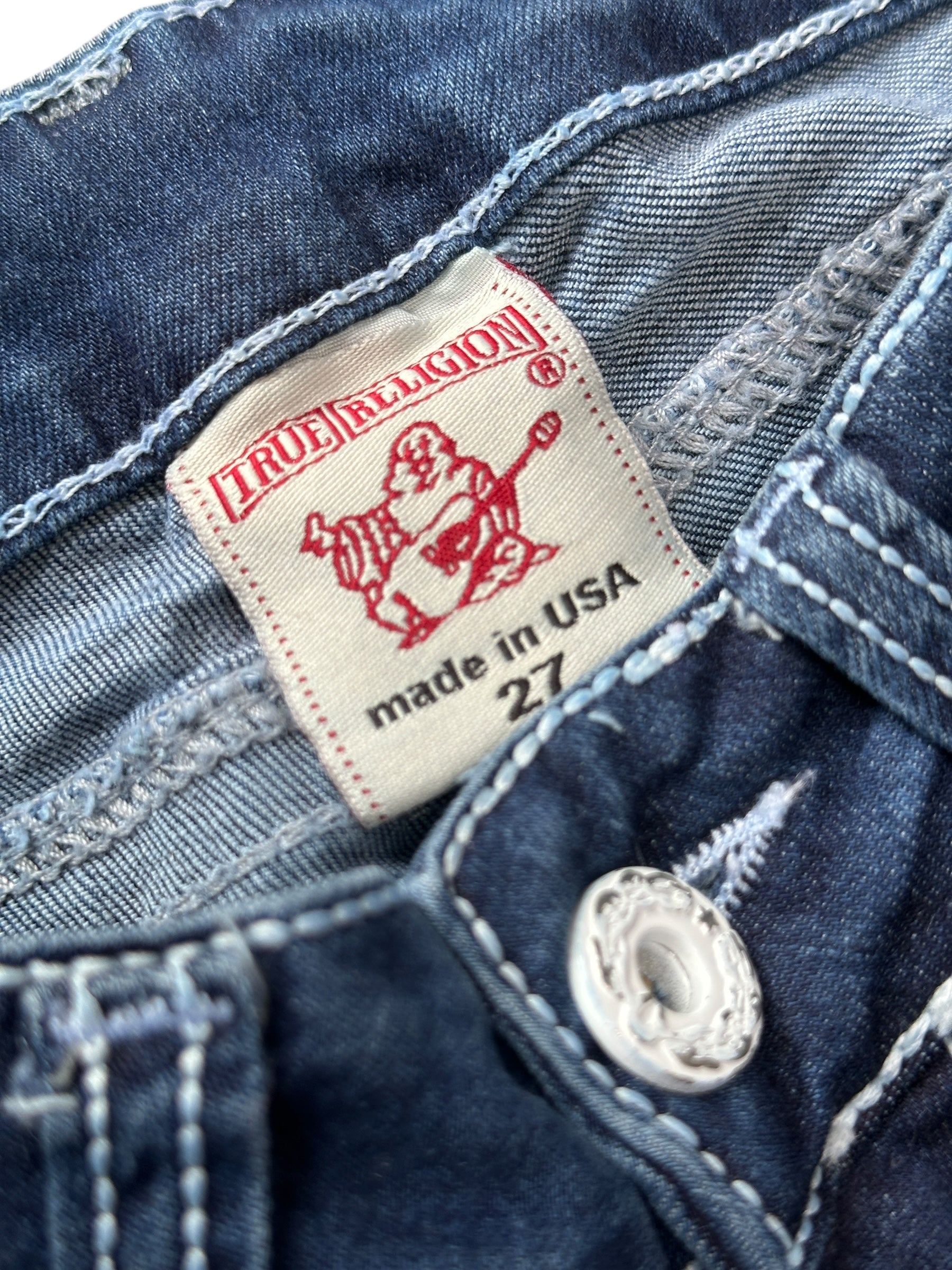 Y2K True Religion Skinny Jeans Blau Washed | 34 Women’s W27