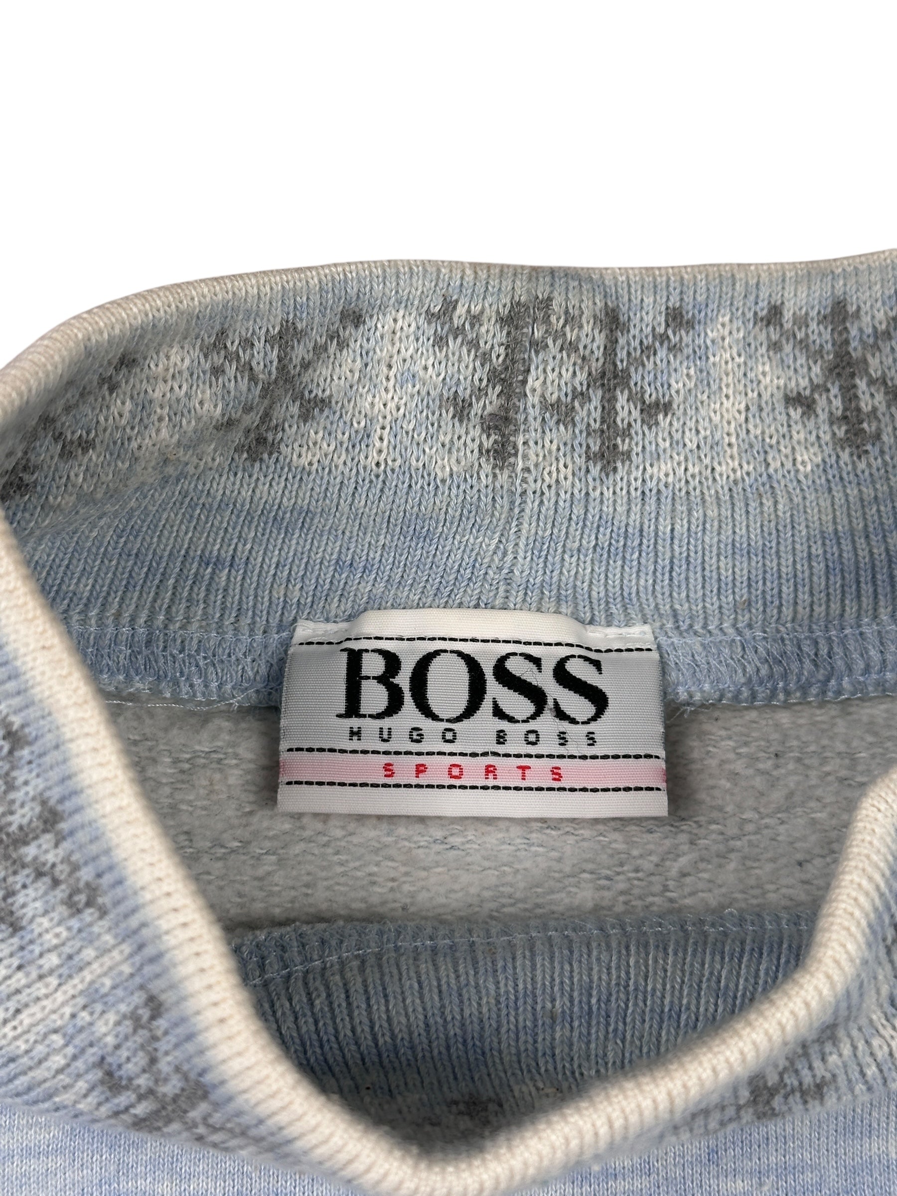 1990s Hugo Boss Sport Canada Wintersweater Hellblau Stick | Vintage L