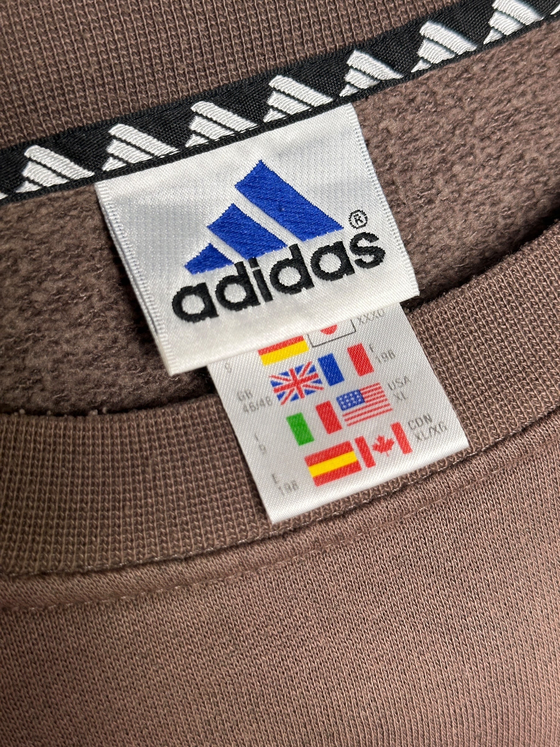 1990s ADIDAS SPELLOUT SWEATER BRAUN Oversized| XL MEN’S VINTAGE