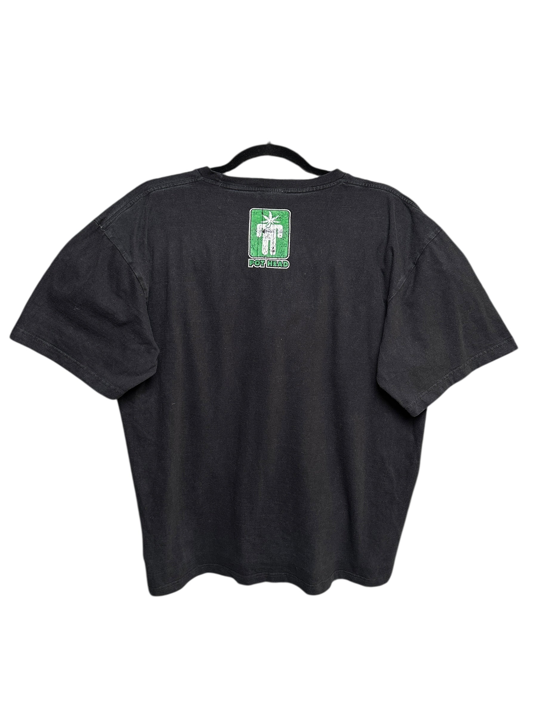 2000s Pot Head Weed Heavy T-Shirt Schwarz Grün M | Men’s Vintage
