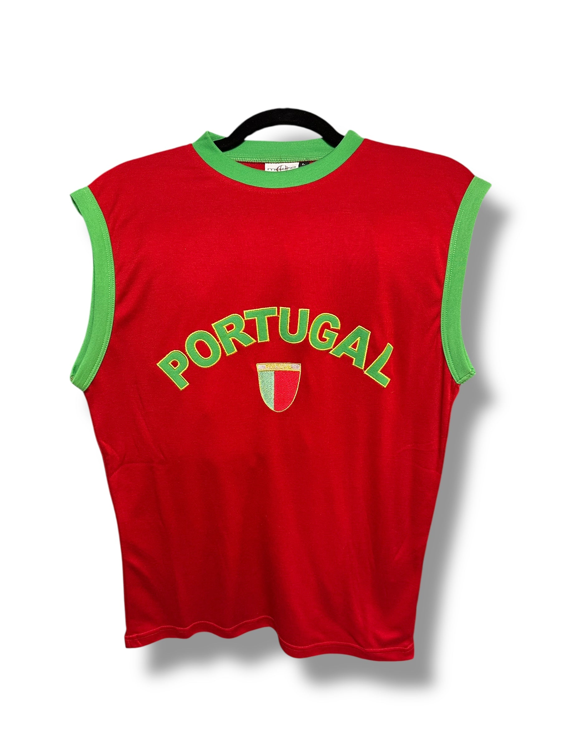 2000s Portugal Mazine Tanktop Rot/Grün | Men’s Size L | Vintage