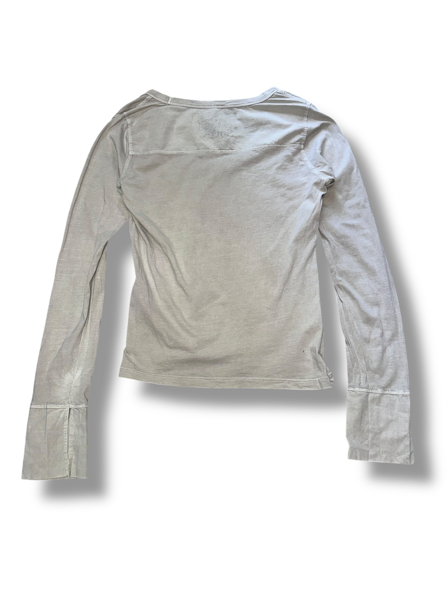 Y2K Soccx Basic Longsleeve Beige mit Tasche & V-Ausschnitt | Women’s Size 38 | Vintage