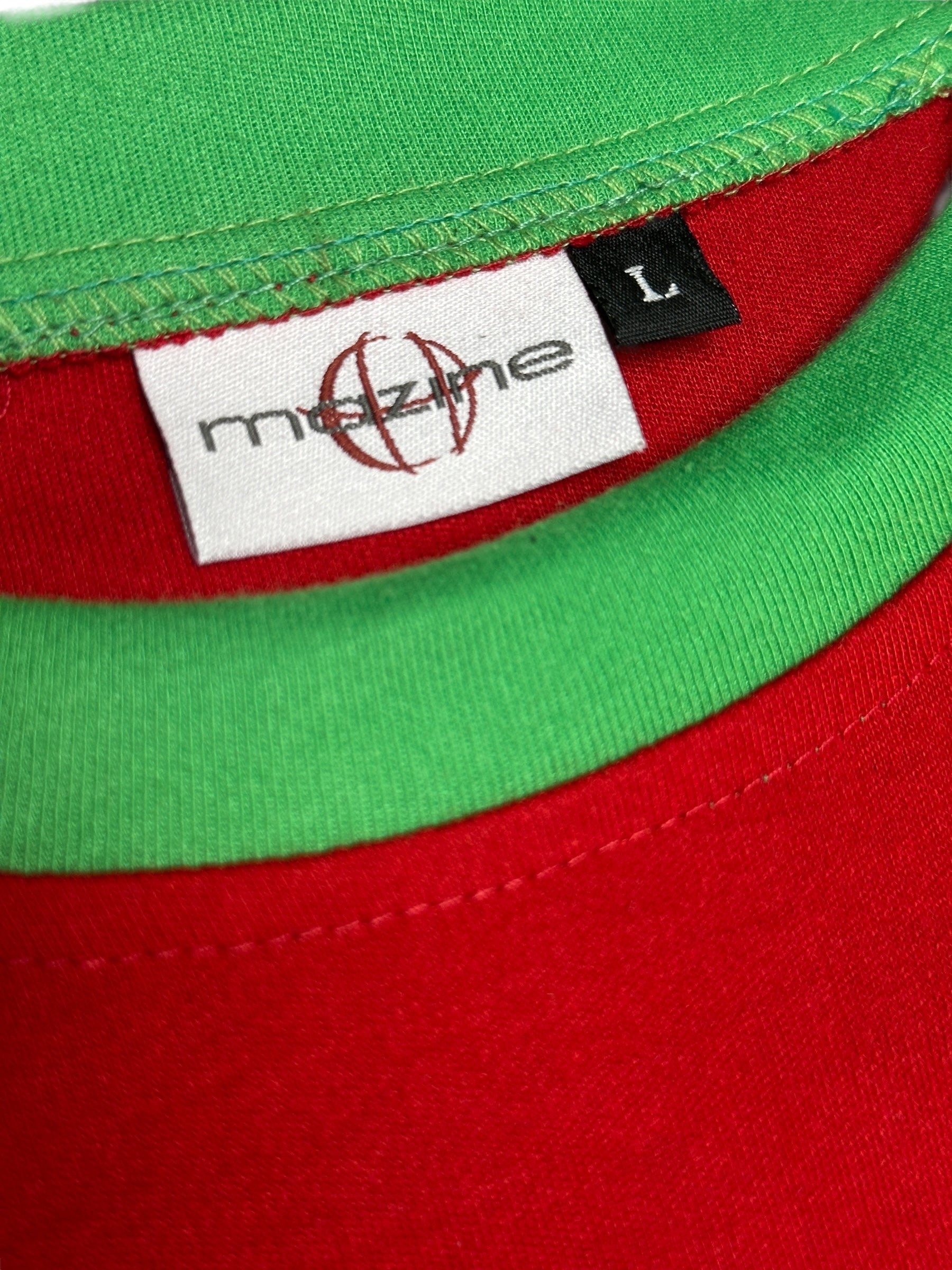 2000s Portugal Mazine Tanktop Rot/Grün | Men’s Size L | Vintage