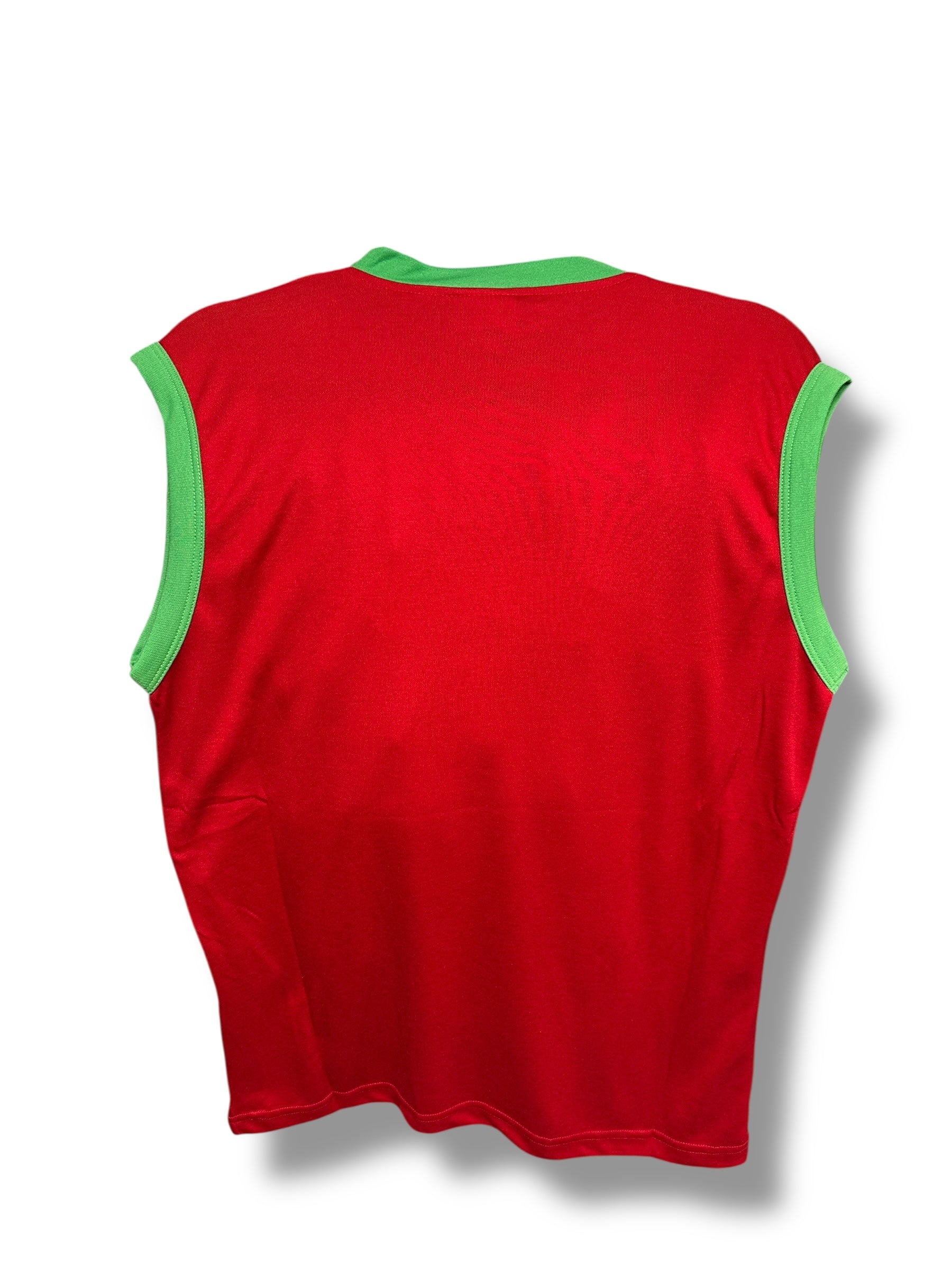 2000s Portugal Mazine Tanktop Rot/Grün | Men’s Size L | Vintage