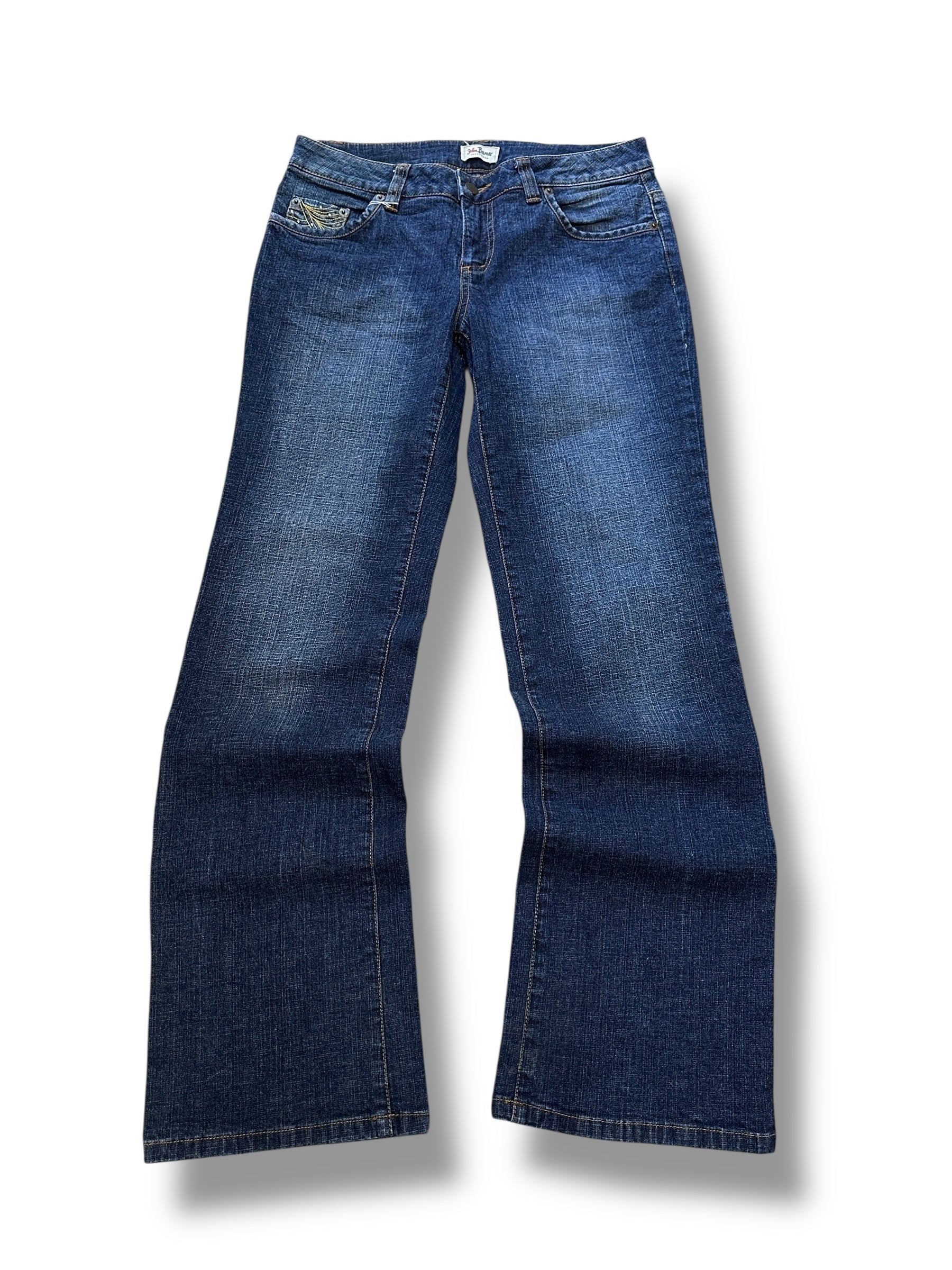 Y2K John Bauer Jeans Low Waist Dunkelblau mit Stickerei & Glitzersteinen | 38 Women’s W29