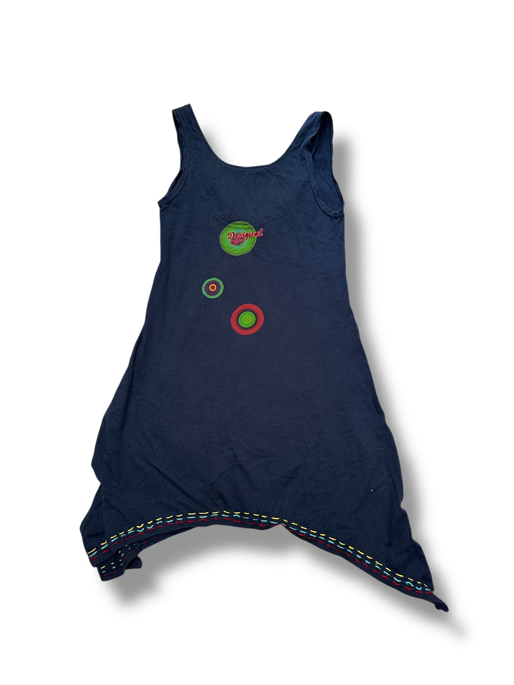 Y2K Desigual Kleid Dunkelblau mit Patches & Drachen | Women’s Size S | Vintage