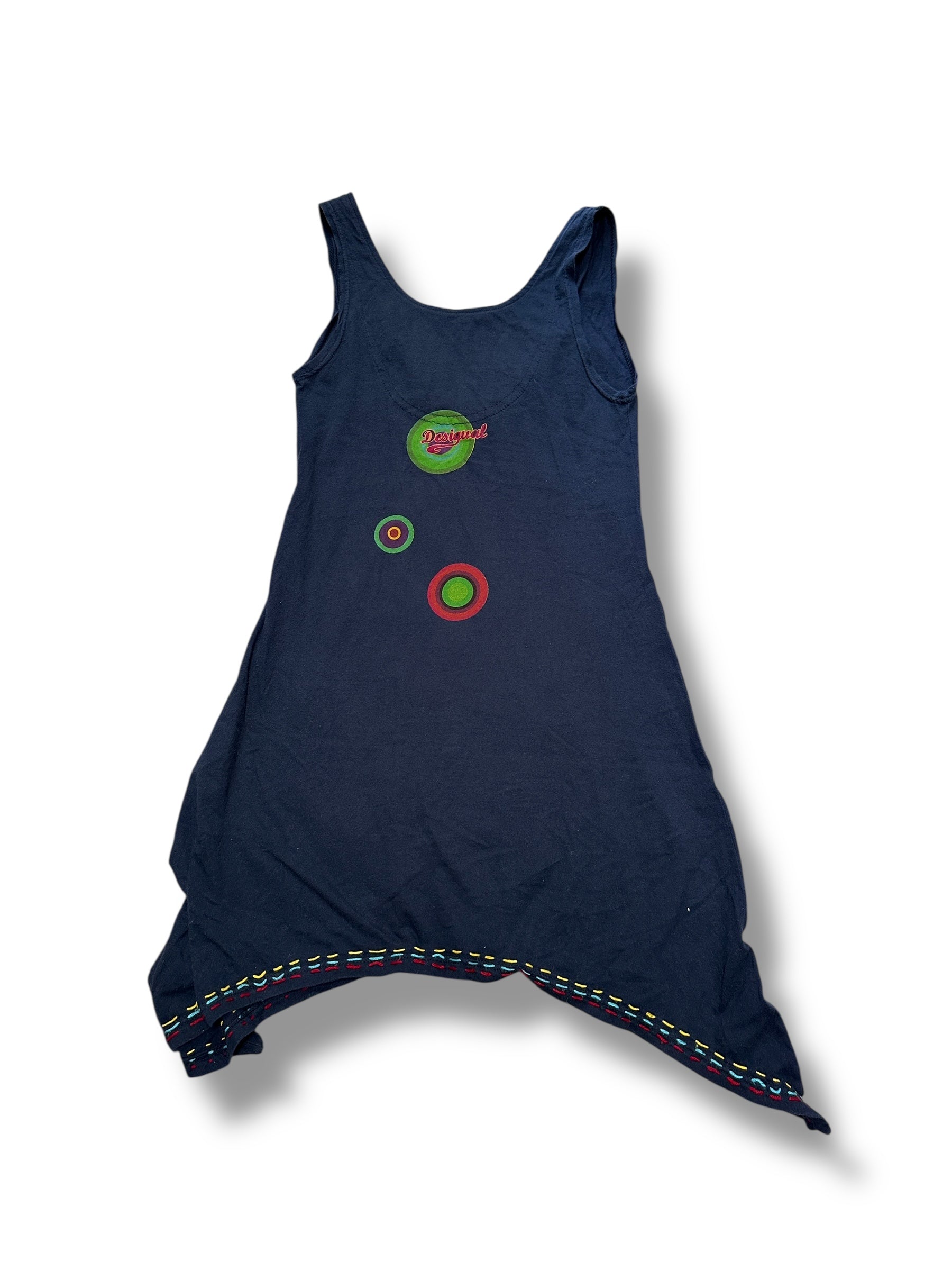 Y2K Desigual Kleid Dunkelblau mit Patches & Drachen | Women’s Size S | Vintage