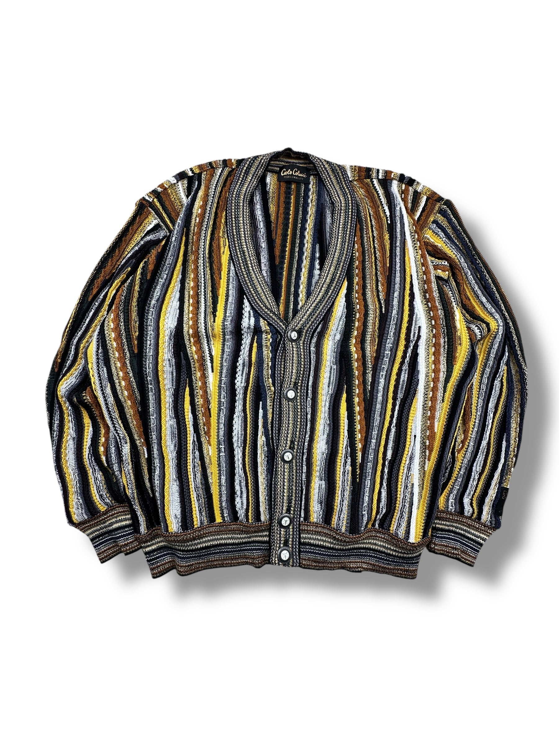 1990s Carlo Colucci Zopfmuster-Cardigan Mehrfarbig | Vintage M