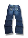 Y2K John Bauer Jeans Low Waist Dunkelblau mit Stickerei & Glitzersteinen | 38 Women’s W29