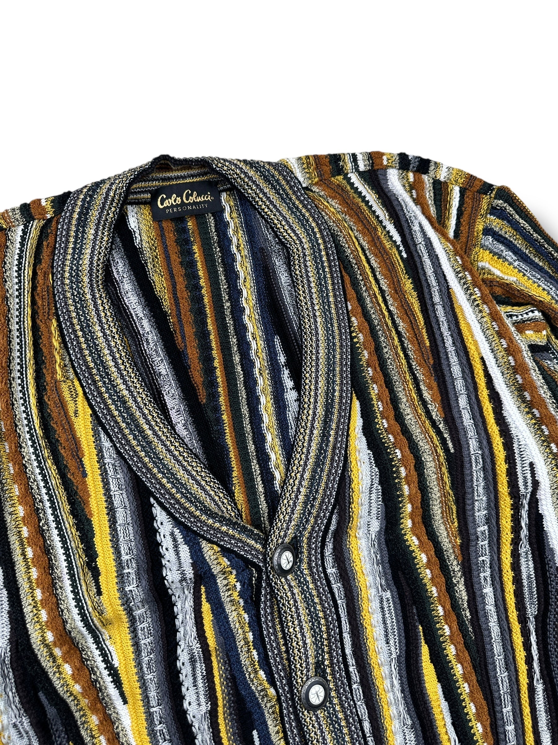 1990s Carlo Colucci Zopfmuster-Cardigan Mehrfarbig | Vintage M