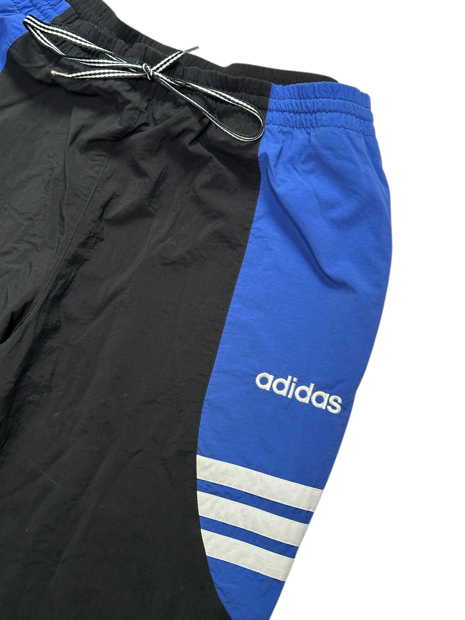 1990s Adidas Trainingshose Schwarz Blau | Vintage L