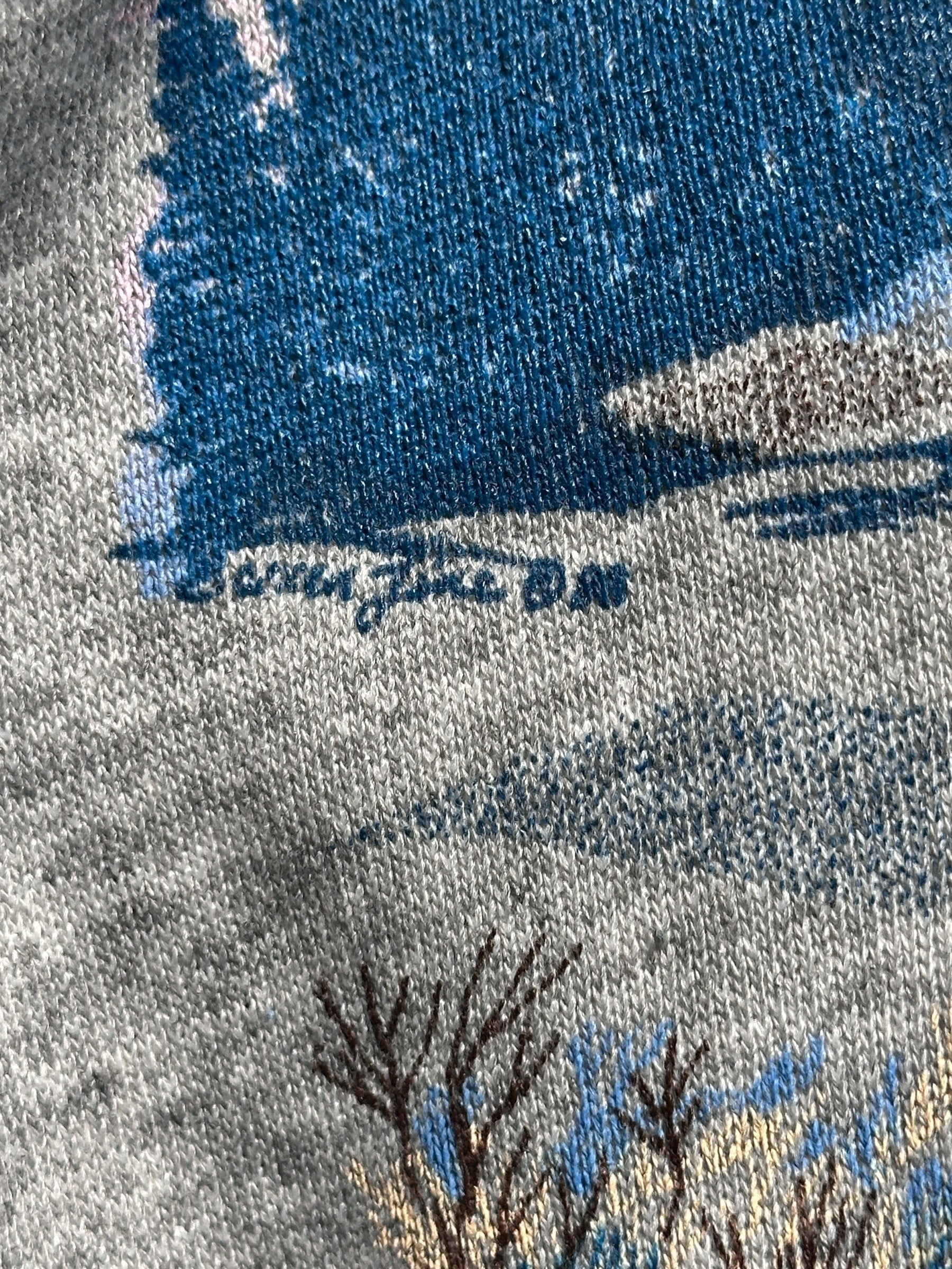 1986 Anvil Vintage Sweater Grau Hirsch Schneelandschaft Print | Men’s L