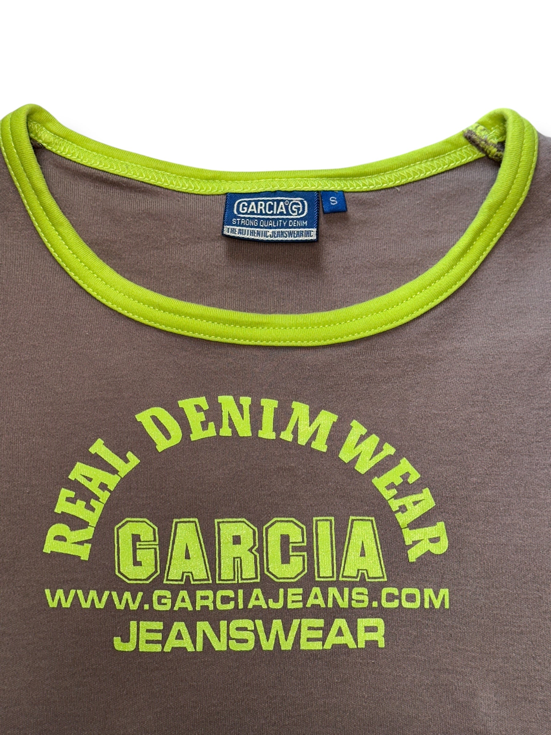 Y2K Garcia Mini Top Braun mit Grünen Rändern | Women’s S | Vintage