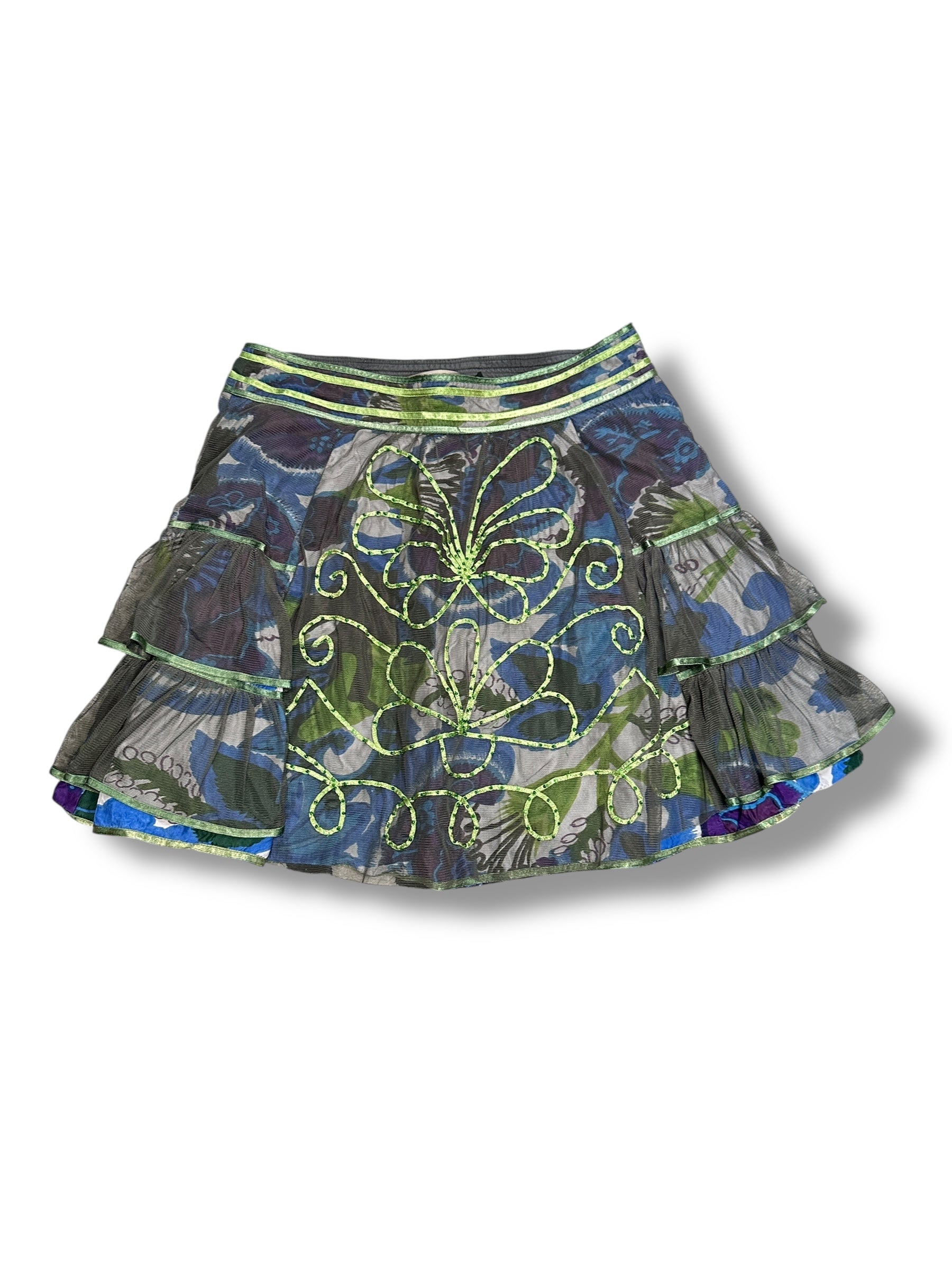 Women’s Fairycore Rock Grün Nylon mit Steinen | S–M | Vintage