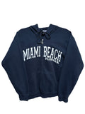 2000s Miami Beach Florida Zip Hoodie Dunkelblau S | Men’s Vintage