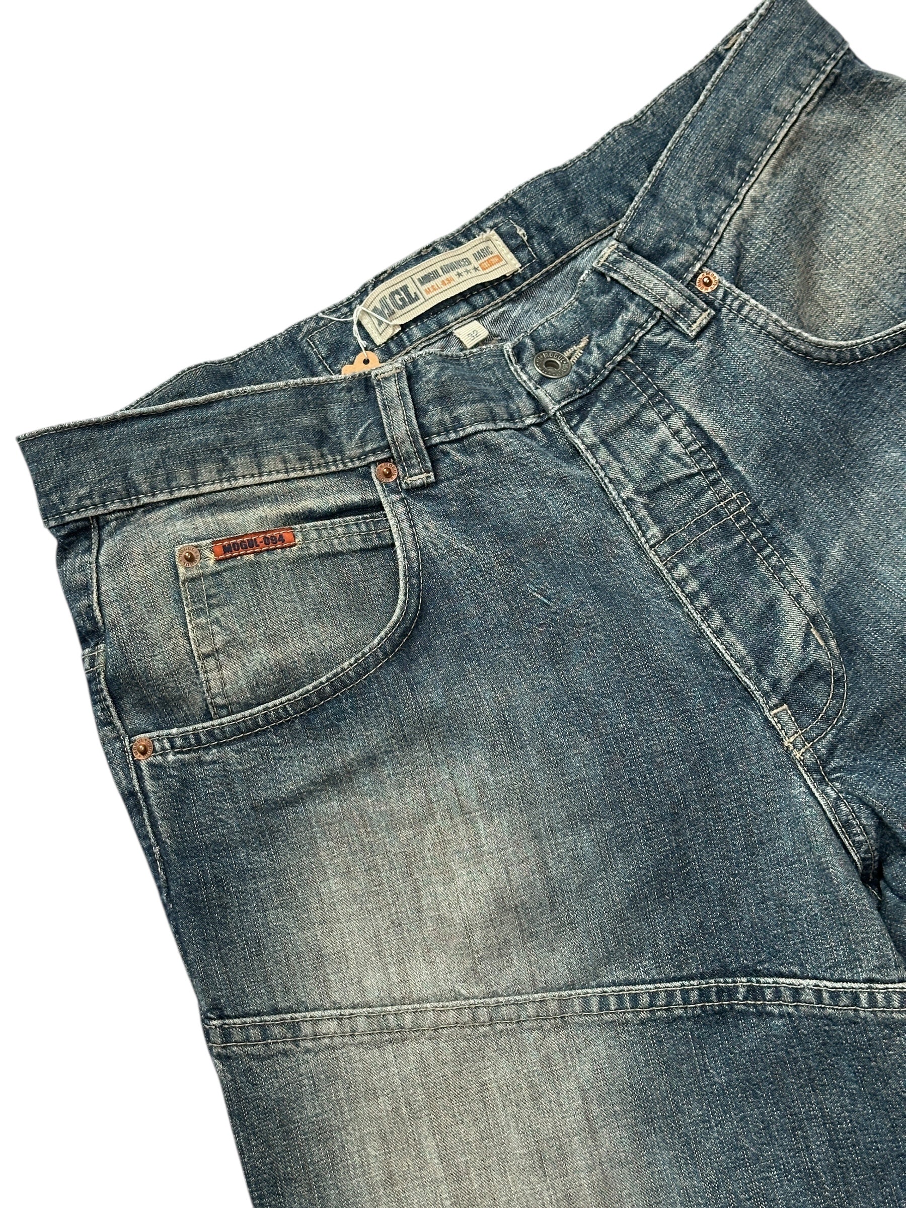 Y2K Vintage Mogul 3/4 Jorts | Gewaschene Baggy Denim Shorts Herren L