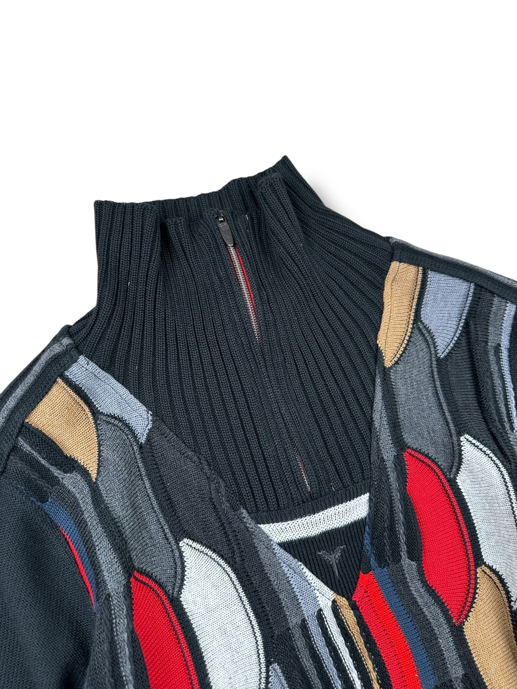 1990s Carlo Colucci Limited Edition Stricksweater Schwarz Rot | M