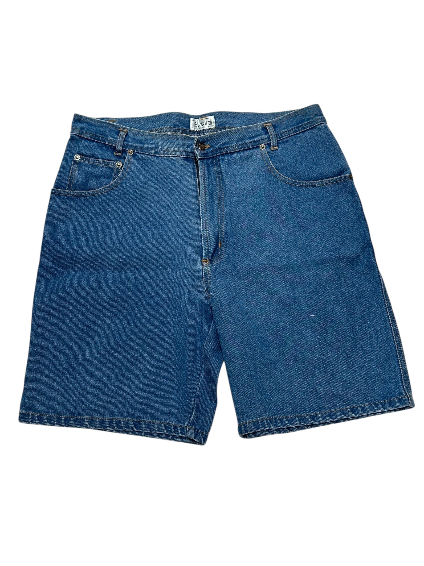 1990s Vintage Burcardi Denim Shorts Blau | Jeans Bermuda Herren L