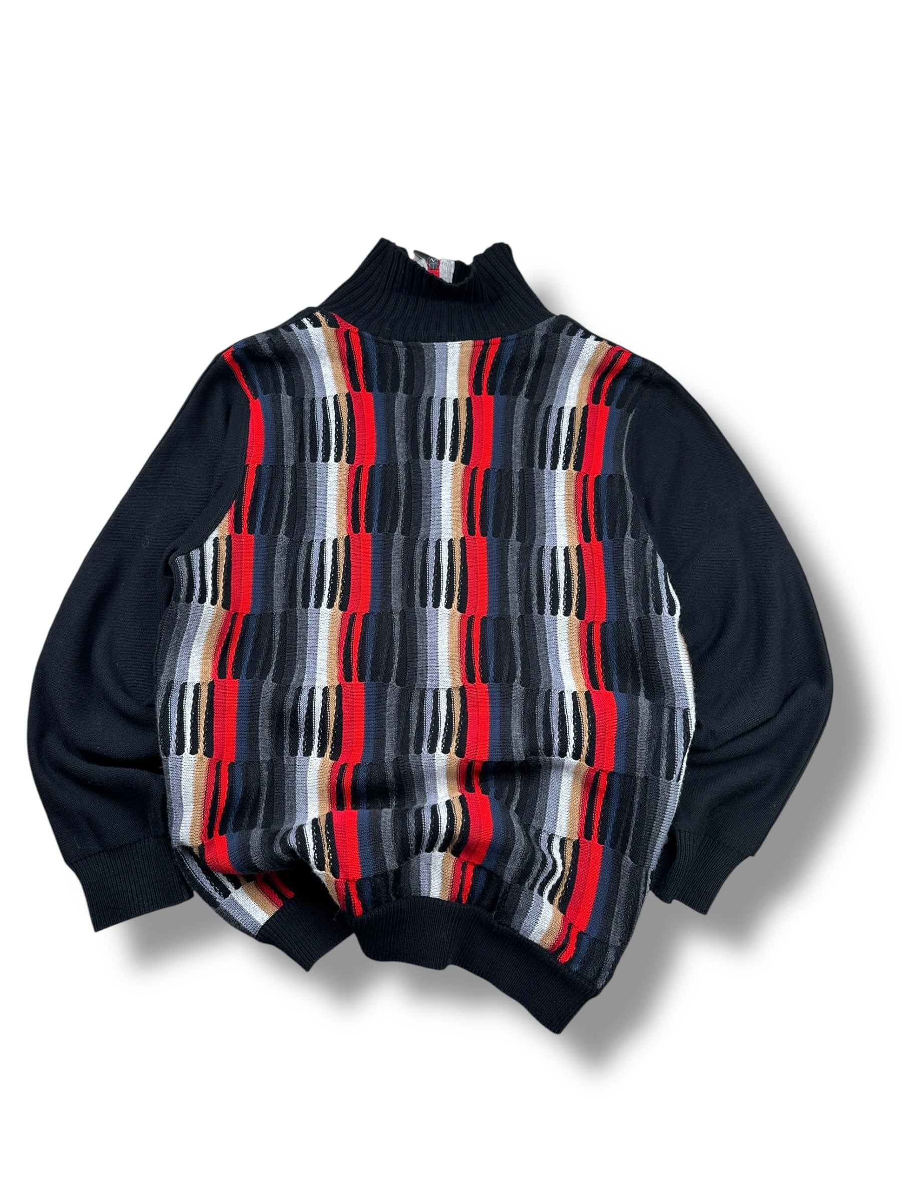 1990s Carlo Colucci Limited Edition Stricksweater Schwarz Rot | M