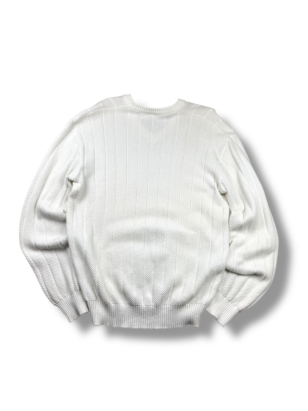 1990s Chemise Lacoste V-Neck Stricksweater Weiß | Made in France | Vintage M